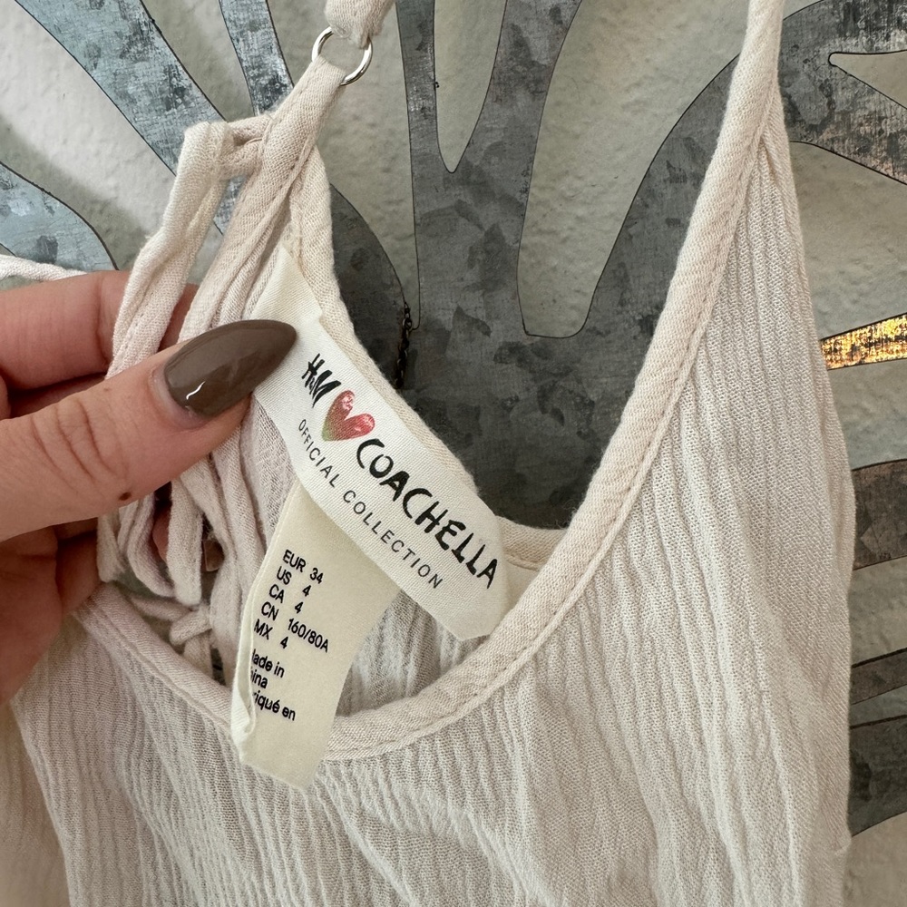 H&M COACHELLA (NWOT) Adjustable Maxi Dress. Off-White